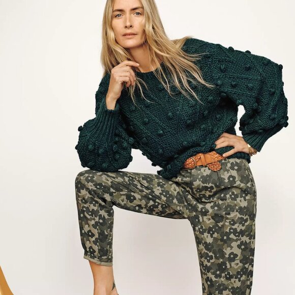 NWT - Anthropologie Amadi Floral Camo Green Motif High-Waisted Trousers Size XS - Picture 1 of 6